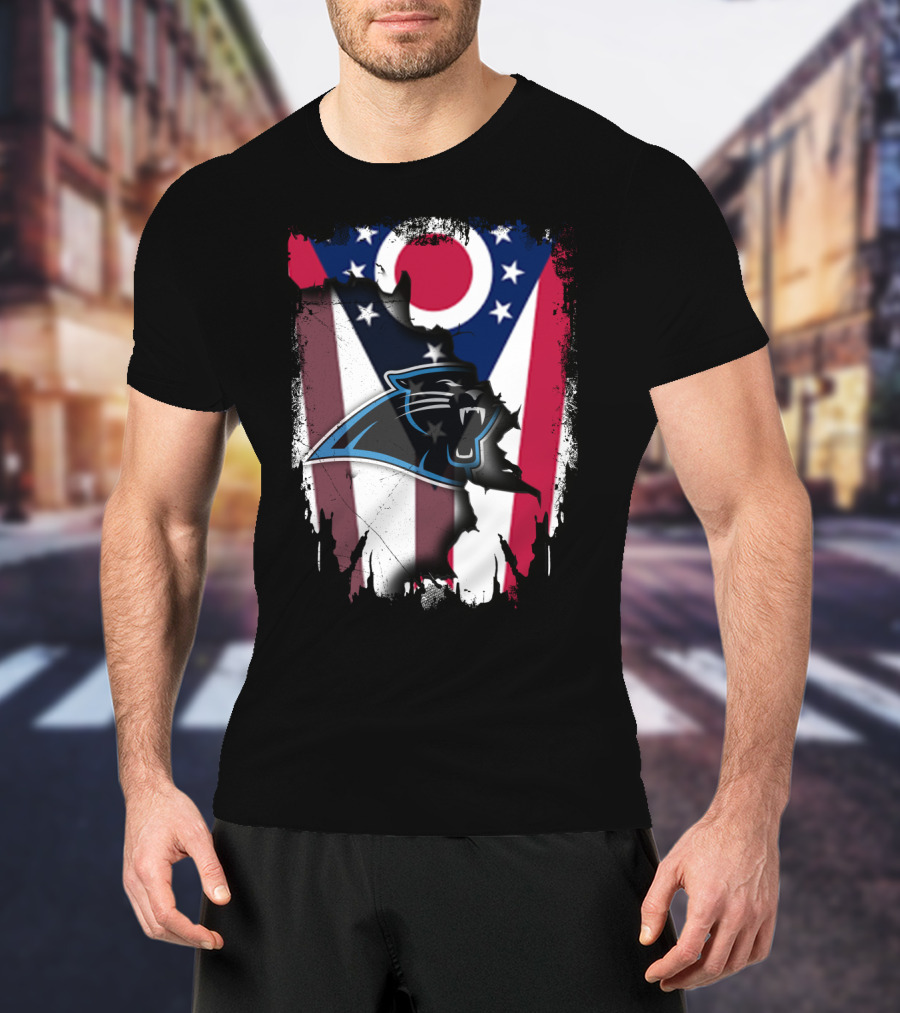 Ohio State Flag With Carolina Panthers T-Shirt