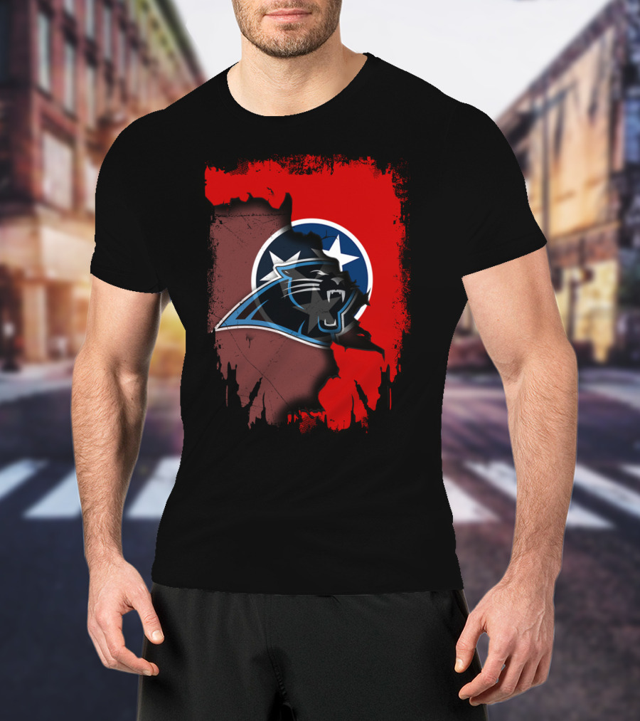 Tennessee Panthers Collaboration With State Flag Elements T-Shirt