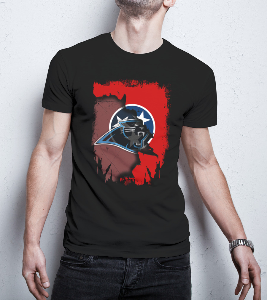 Tennessee Panthers Collaboration With State Flag Elements T-Shirt