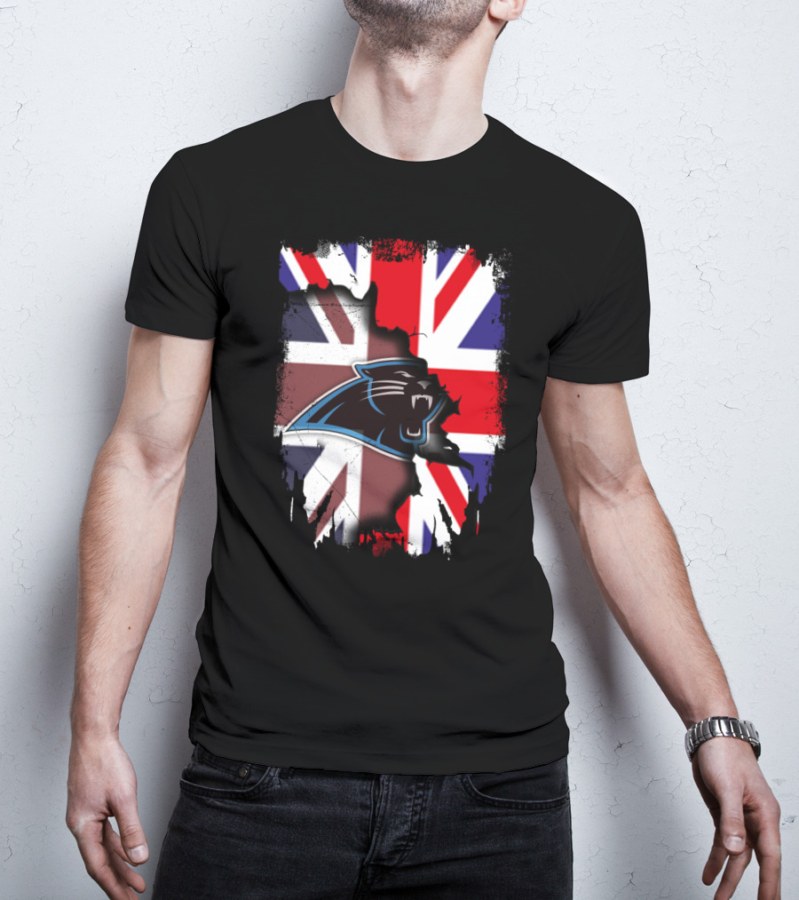 United Kingdom Flag With Panthers Logo Overlay T-Shirt