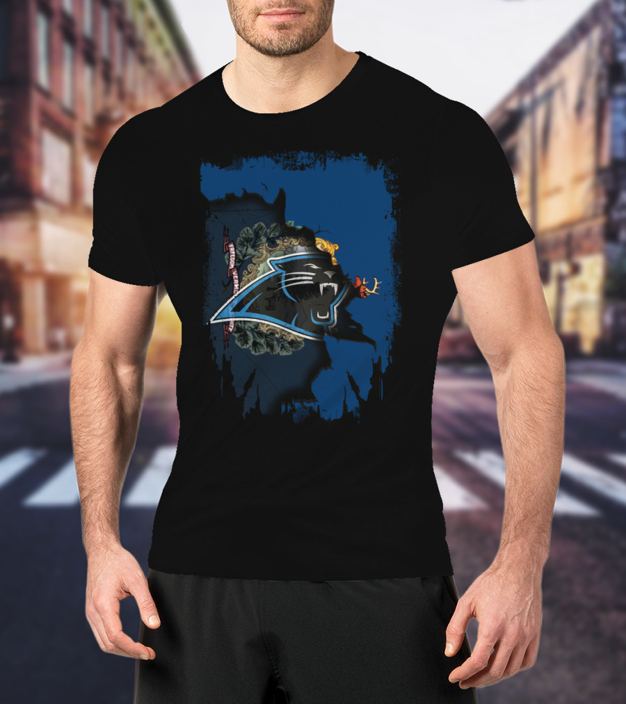 Together Vermont With Carolina Panthers Logo And State Map T-Shirt