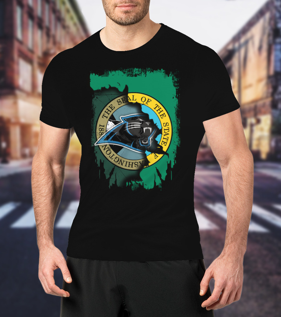 The Seal Of The State Of Washington With Carolina Panthers T-Shirt