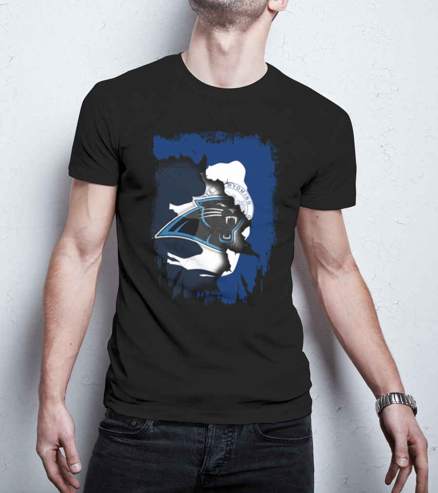 Wyoming Unity With Carolina Panthers Emblem T-Shirt