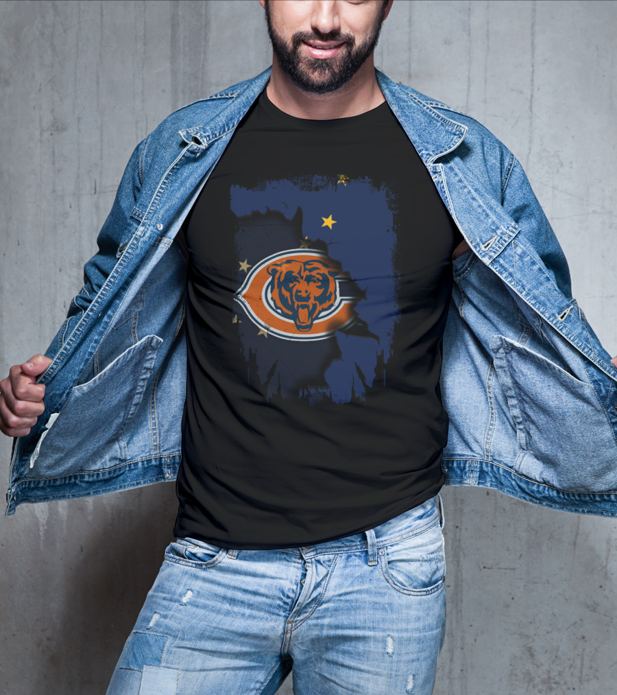 Alaska Map With Chicago Bears Logo And Stars T-Shirt
