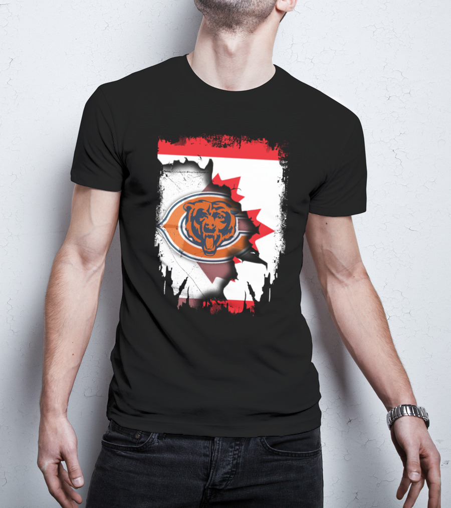 Canada Bears Logo Ripped Flag T-Shirt