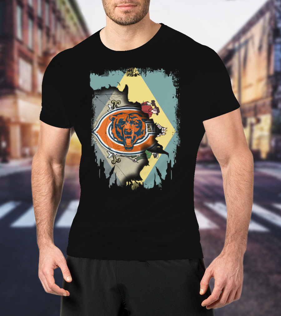 Together Delaware With Chicago Bears Logo And State Flag Elements T-Shirt