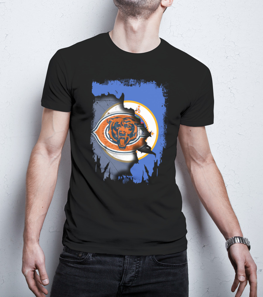Minnesota Flag Torn To Reveal Chicago Bears T-Shirt