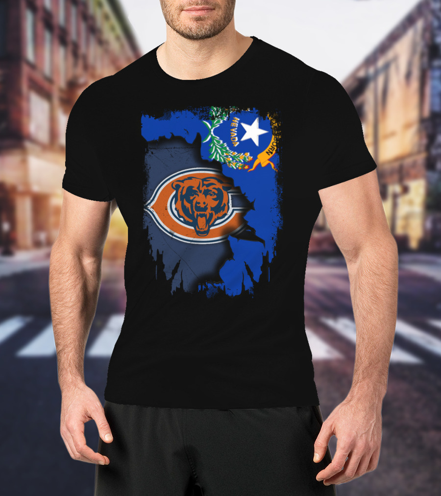 Nevada State Flag With Chicago Bears T-Shirt