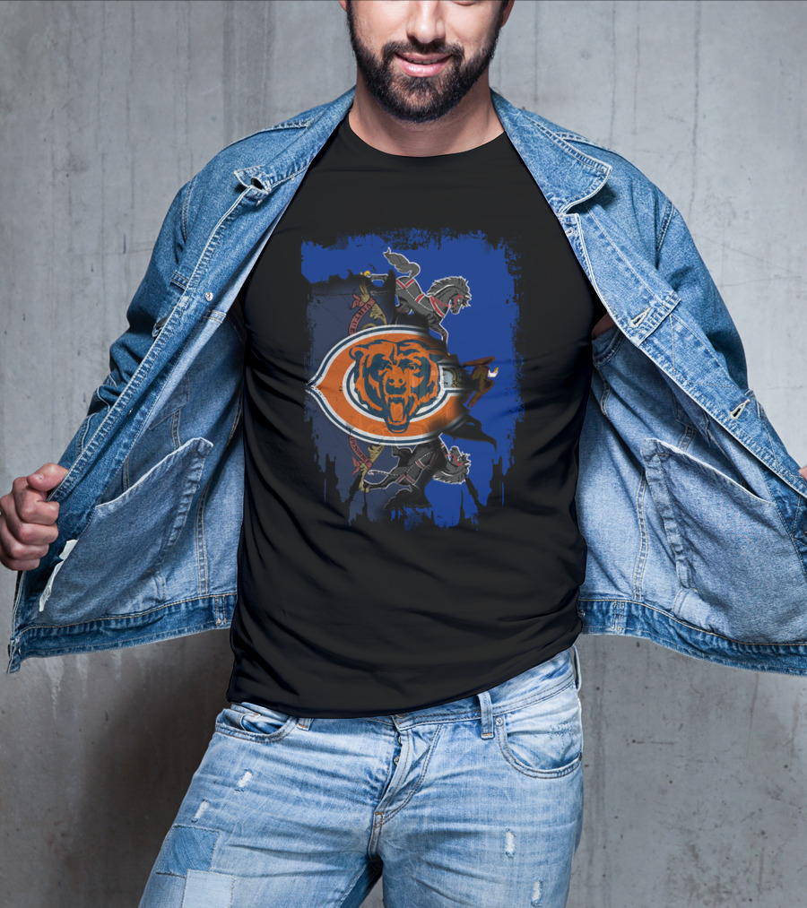 Together Pennsylvania Chicago Bears State Flag And Seal Fusion T-Shirt