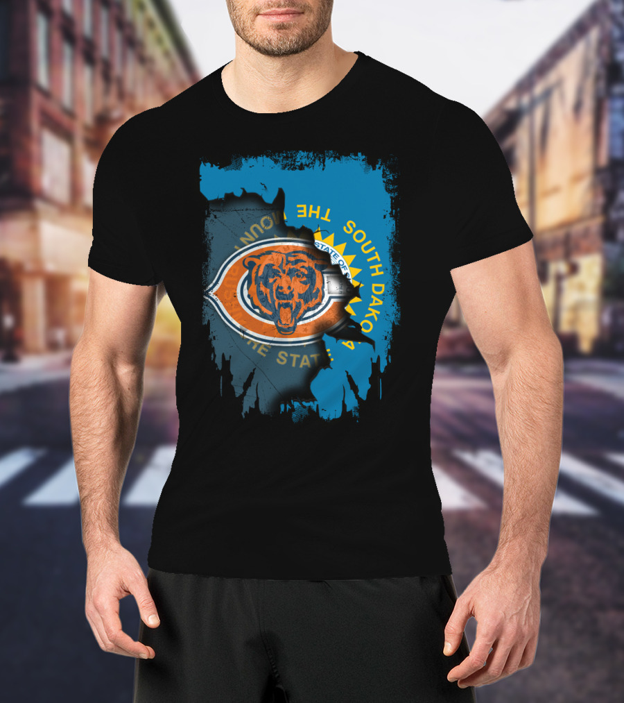 Chicago Bears South Dakota Flag Fusion T-Shirt