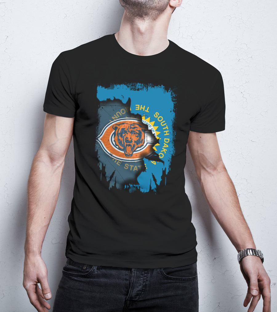 Chicago Bears South Dakota Flag Fusion T-Shirt