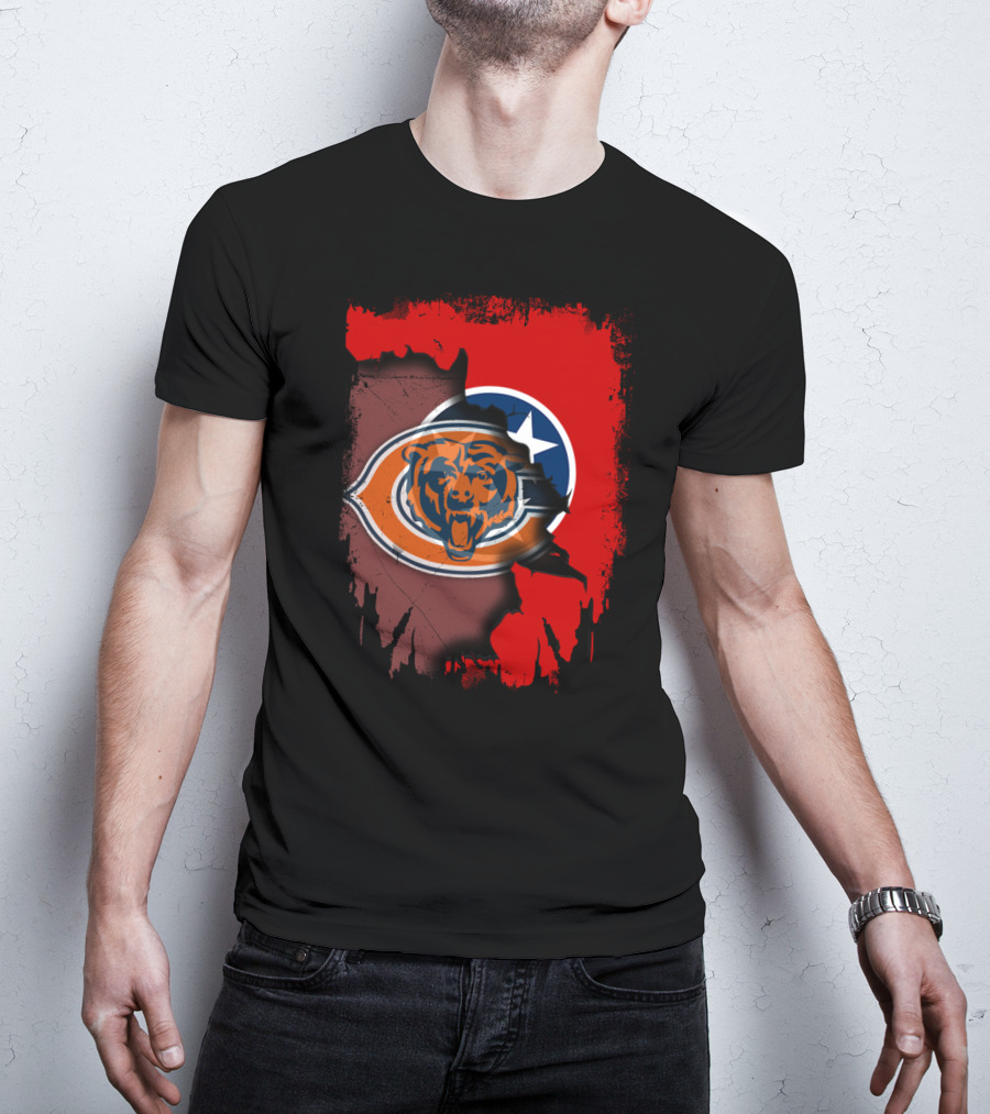 Tennessee State Flag Merged With Chicago Bears T-Shirt