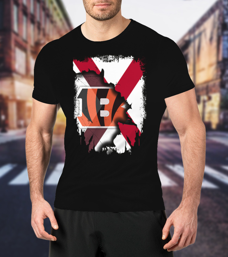 Together Alabama Red X With Cincinnati Bengals Stripes T-Shirt
