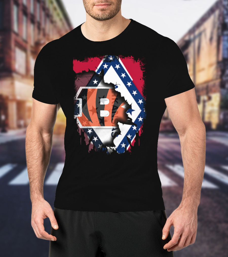 Arkansas Flag Merged With Cincinnati Bengals T-Shirt