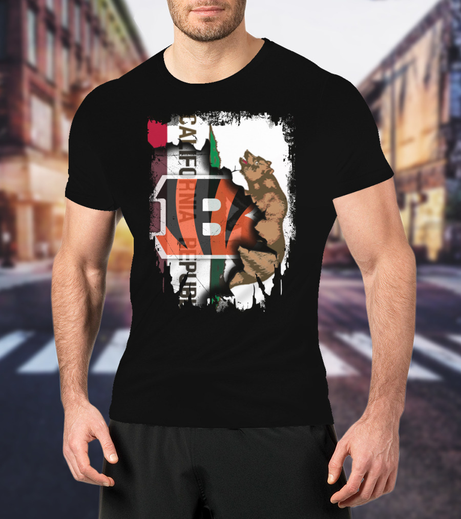 California Republic Bear With Bengals T-Shirt