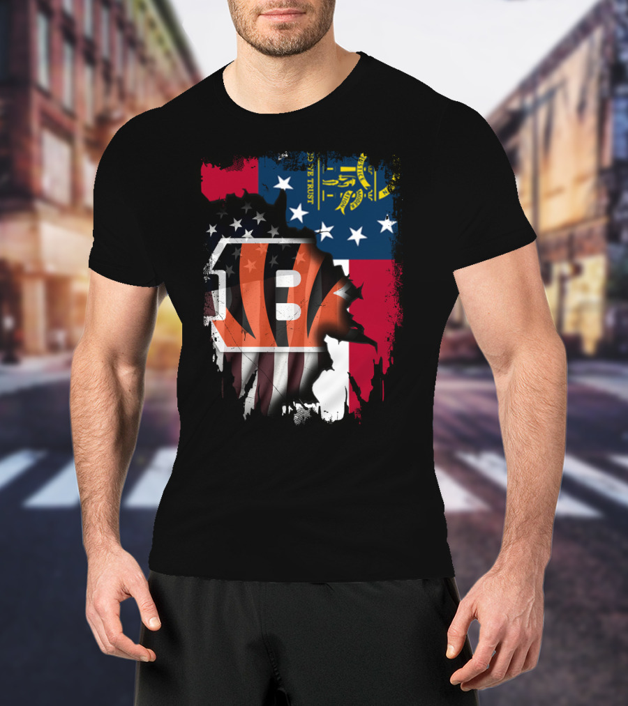 Georgia Flag And Bengals Logo Together T-Shirt