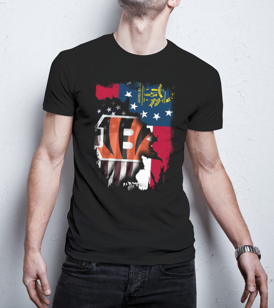 Georgia Flag And Bengals Logo Together T-Shirt