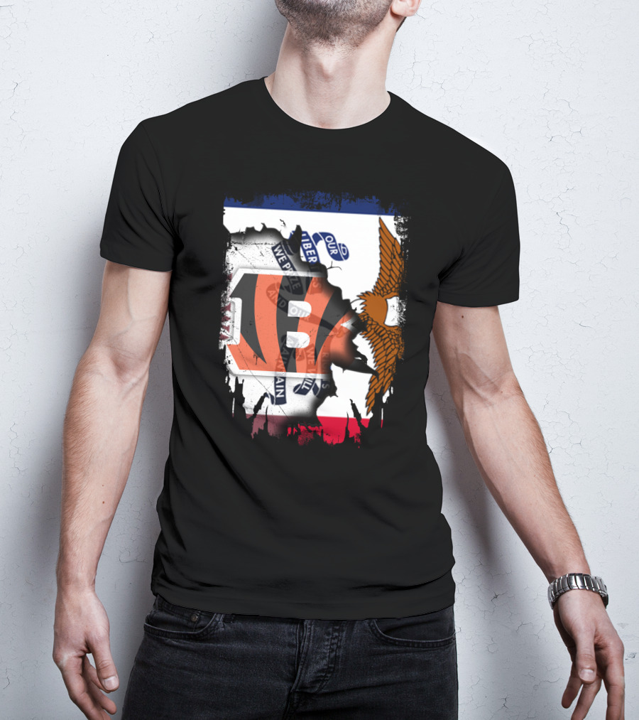 Iowa Flag With Cincinnati Bengals Logo And Eagle T-Shirt
