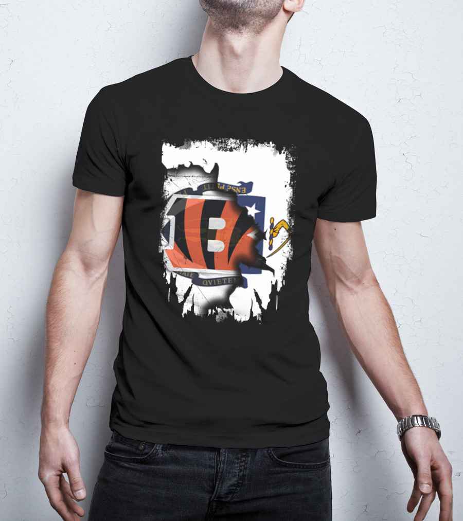 Massachusetts Together With Bengals Iconic Fusion T-Shirt