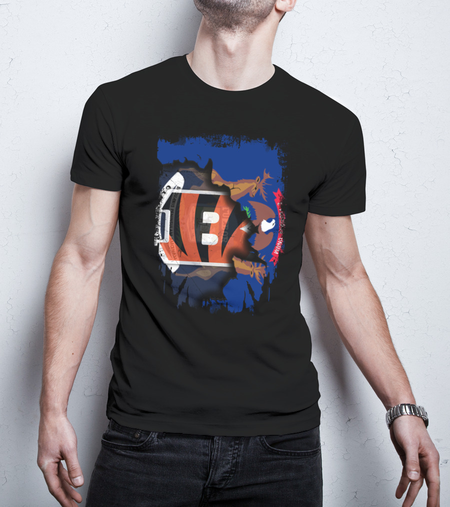 Together Michigan Bengals Football Emblem With State Flag T-Shirt