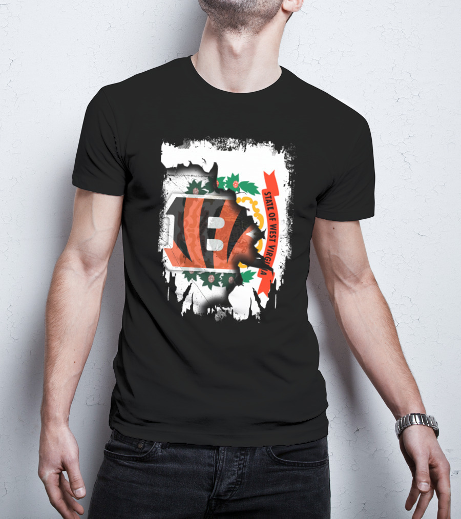 State Of West Virginia With Bengals Logo Integration T-Shirt