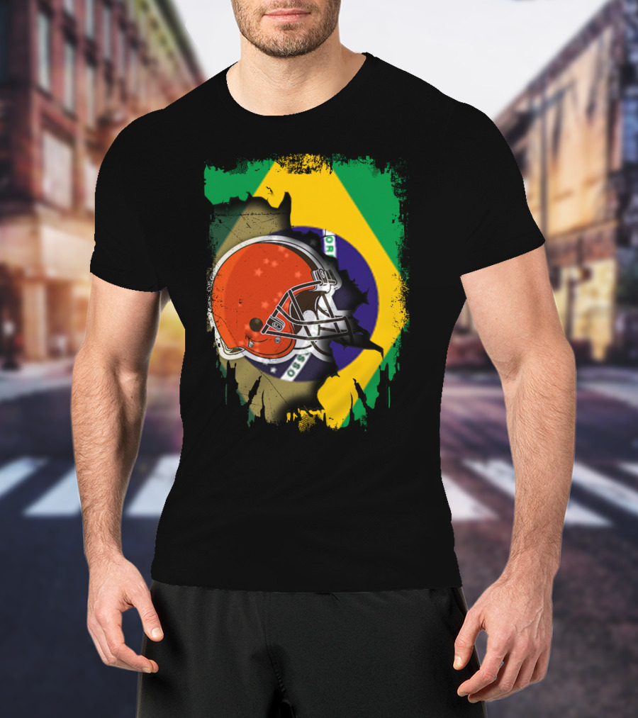 Together Brazil Browns Helmet Torn Flag Fusion T-Shirt