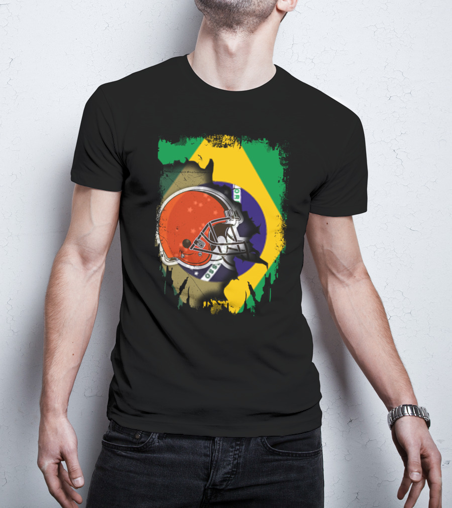 Together Brazil Browns Helmet Torn Flag Fusion T-Shirt