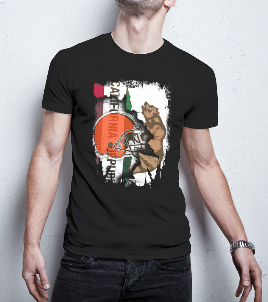 California Republic Browns Helmet Bear Football Fusion T-Shirt
