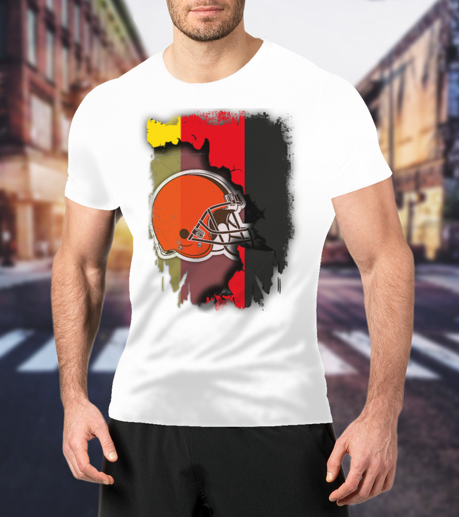 Germany Flag With Cleveland Browns Helmet T-Shirt