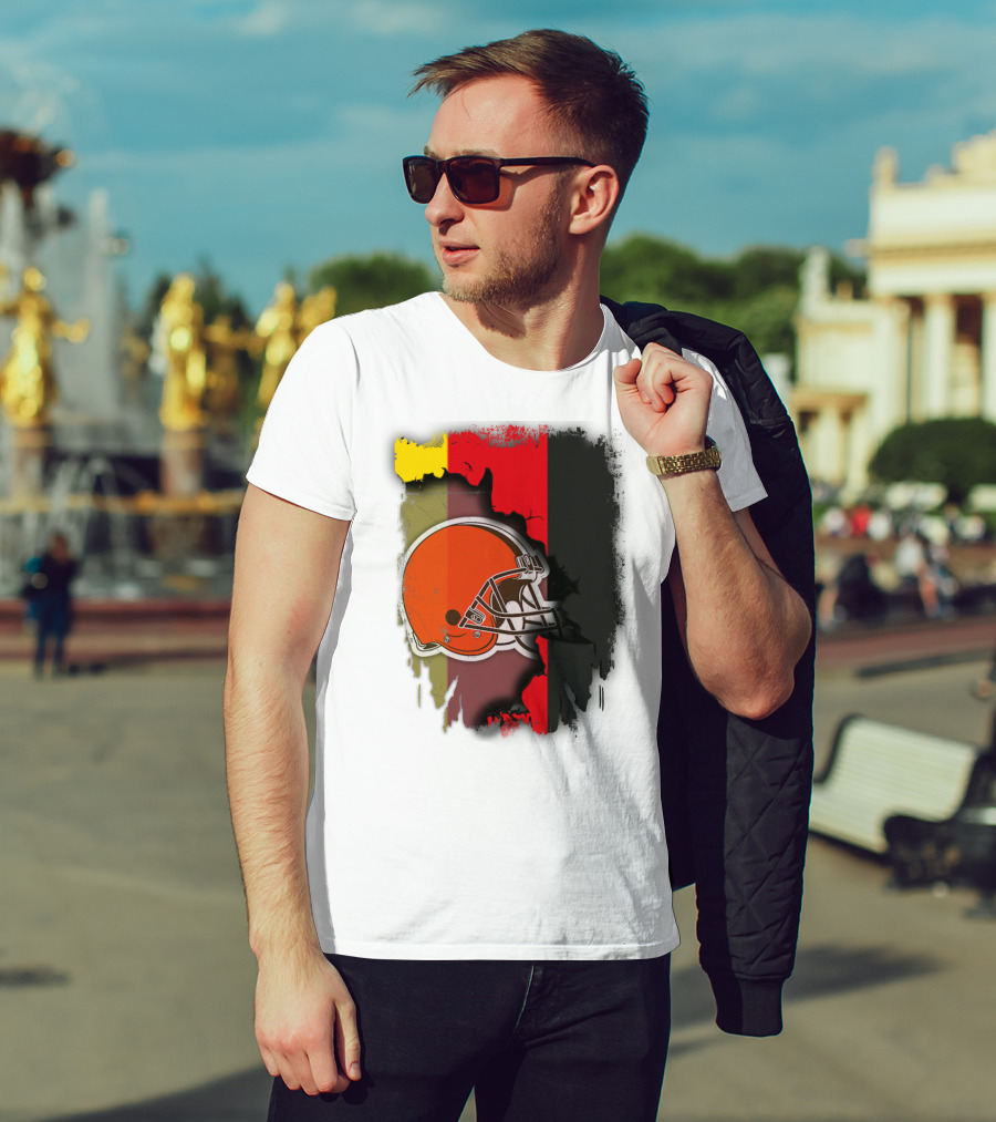Germany Flag With Cleveland Browns Helmet T-Shirt