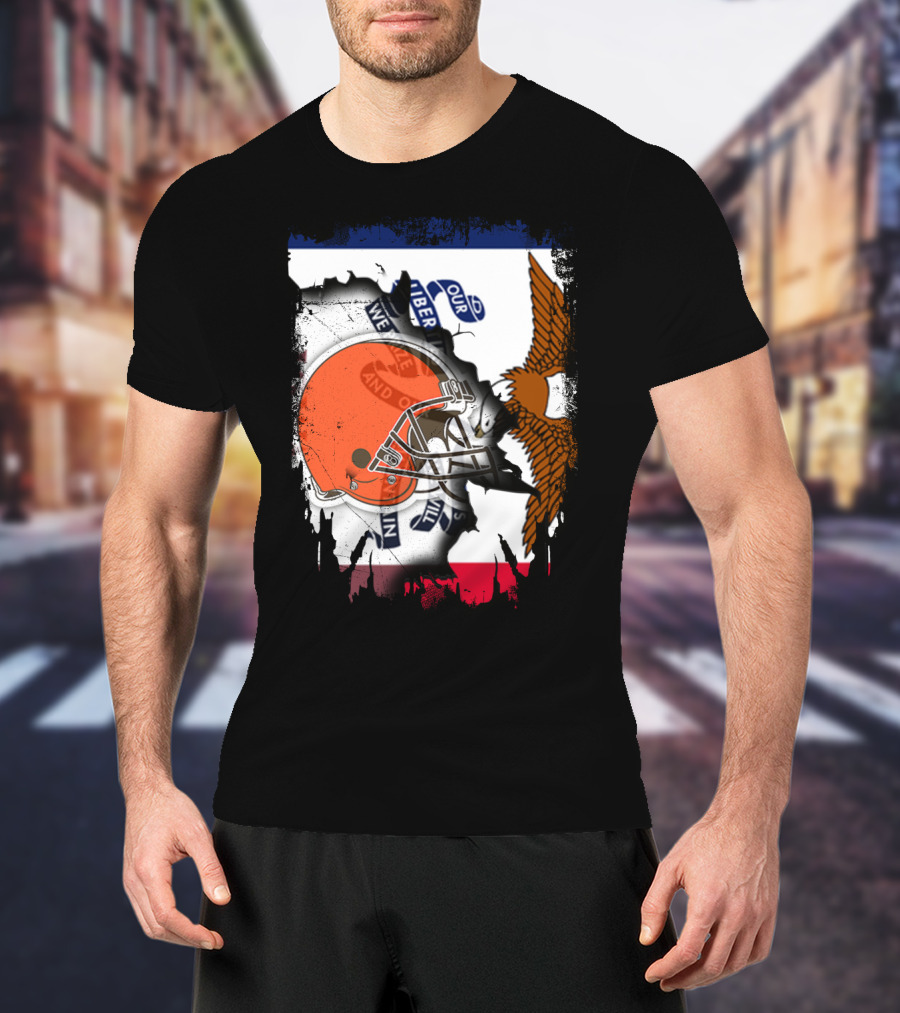 Together Iowa With Browns Helmet And Eagle Flag Elements T-Shirt