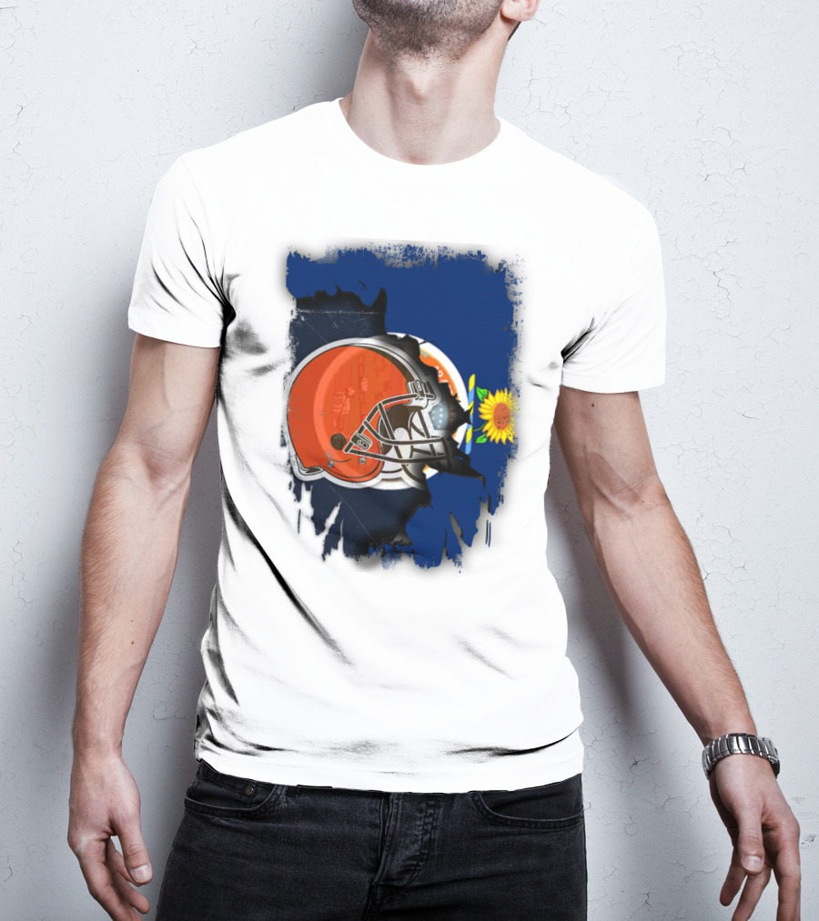 Kansas And Browns Helmet With Sunflower T-Shirt