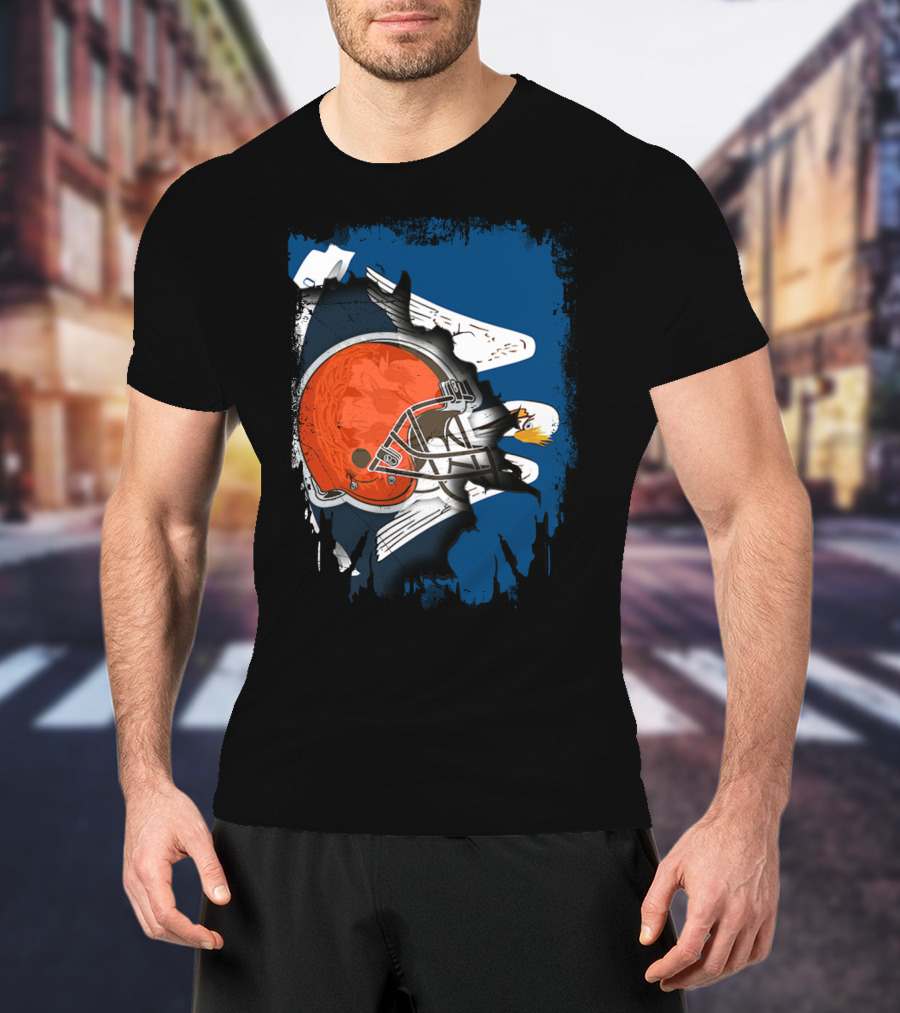 Cleveland Browns Helmet With Louisiana Eagle Motif T-Shirt