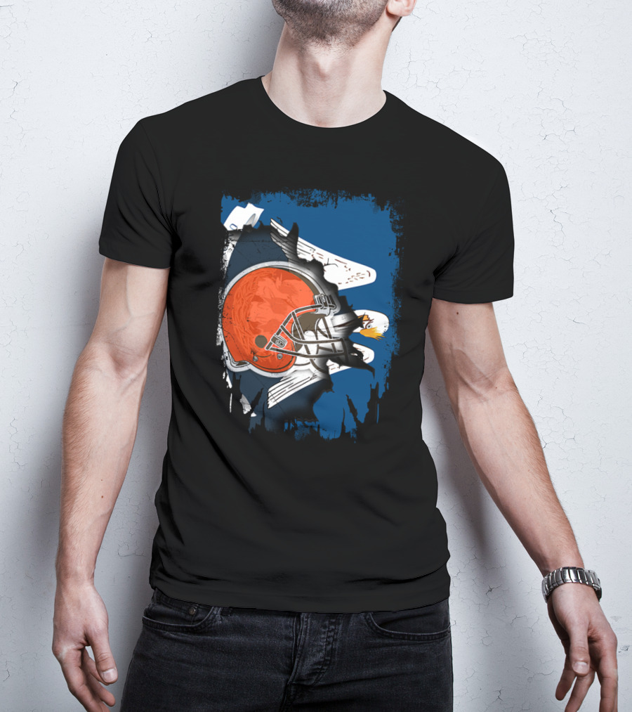 Cleveland Browns Helmet With Louisiana Eagle Motif T-Shirt