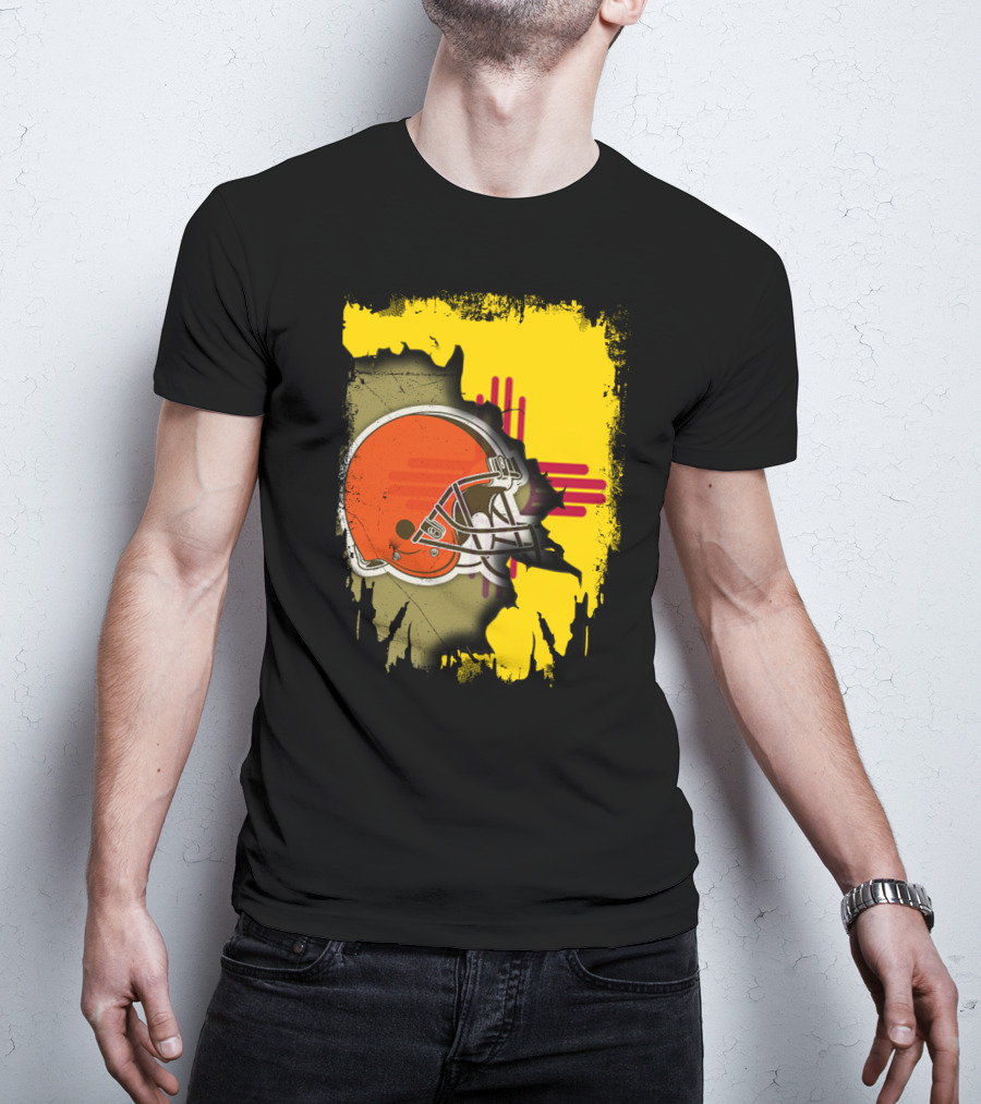 New Mexico Cleveland Browns Zia Helmet Connection T-Shirt