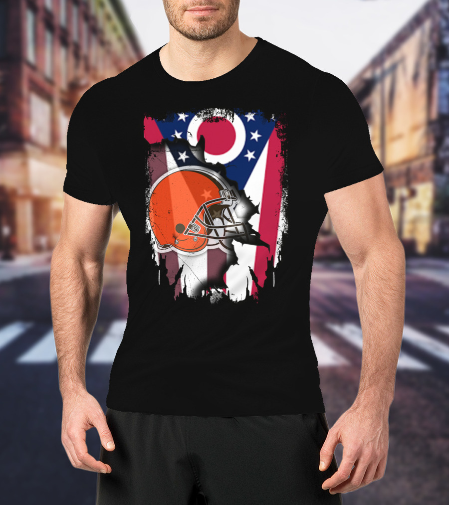 Together Ohio Browns Football Helmet Flag Emblem T-Shirt