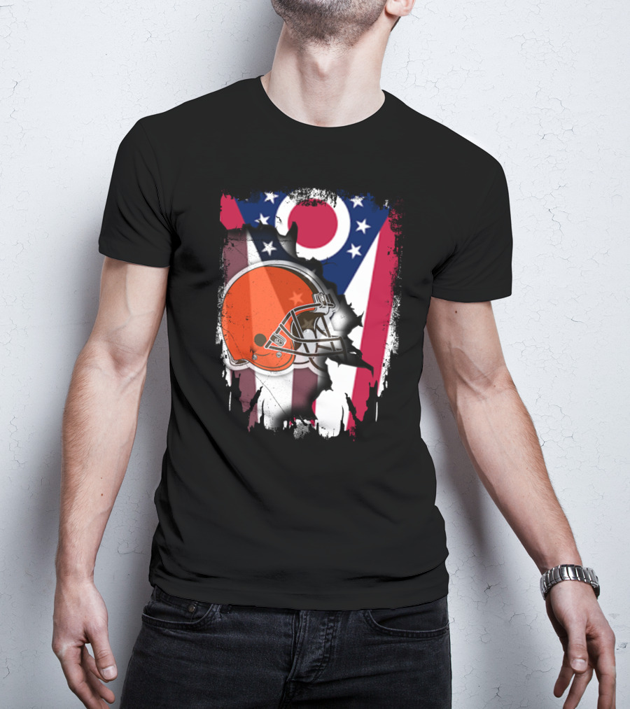 Together Ohio Browns Football Helmet Flag Emblem T-Shirt