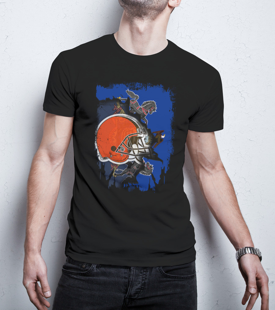 Pennsylvania State Flag With Cleveland Browns Helmet T-Shirt