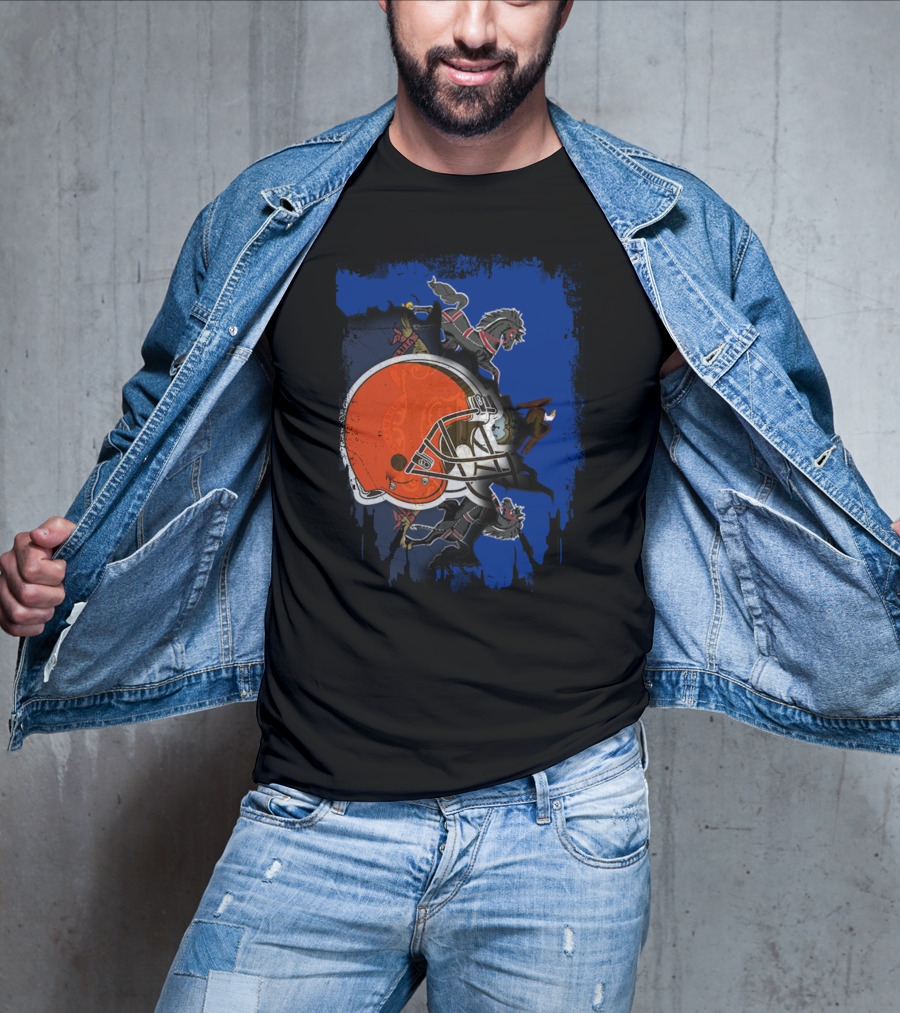 Pennsylvania State Flag With Cleveland Browns Helmet T-Shirt