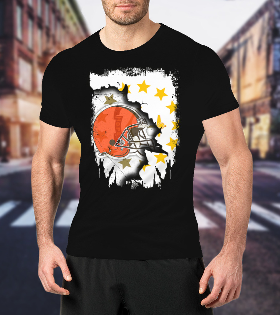 Together Rhode Island Browns Helmet With Stars And Grunge Elements T-Shirt