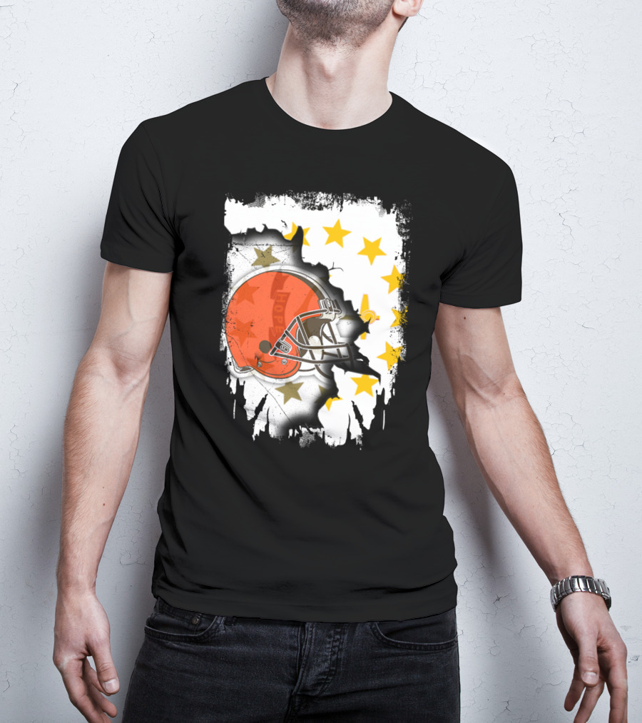 Together Rhode Island Browns Helmet With Stars And Grunge Elements T-Shirt