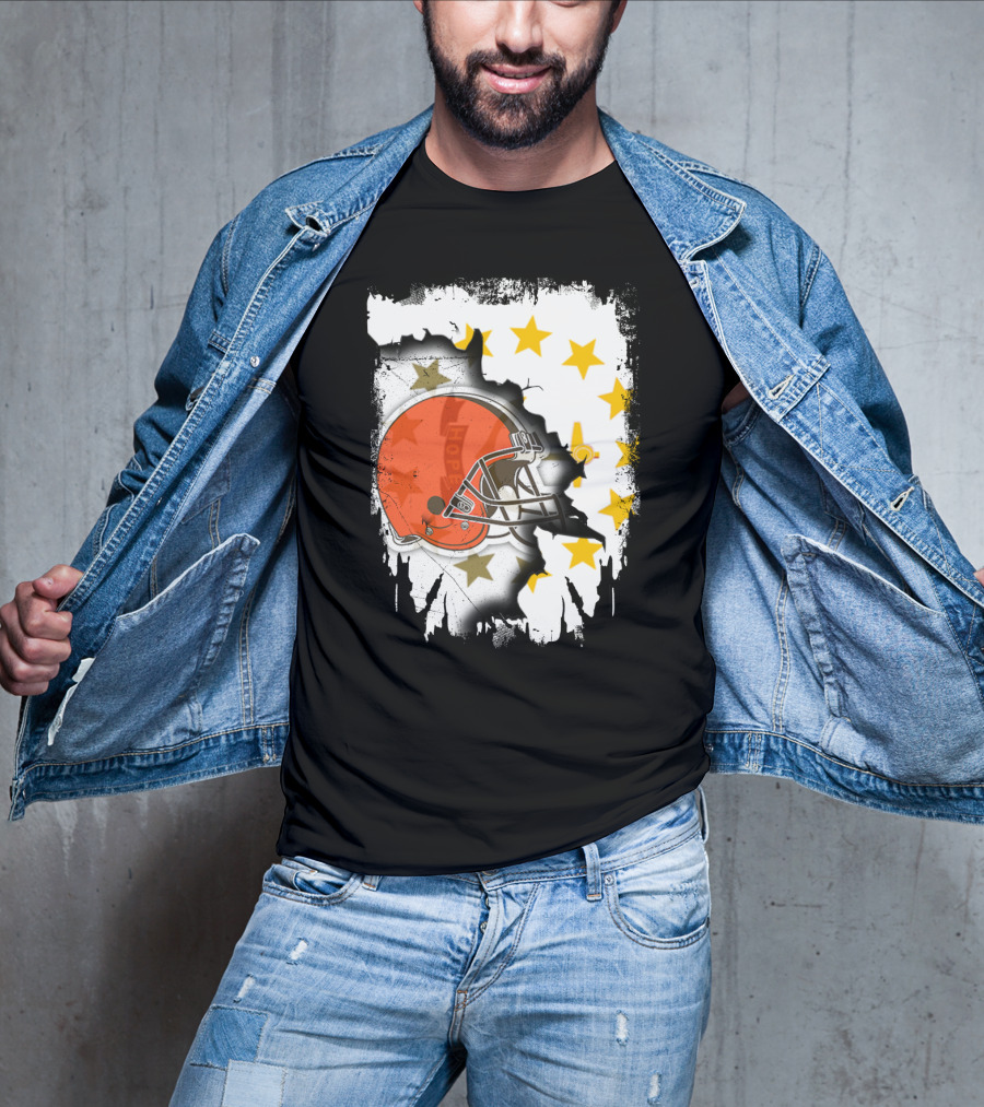 Together Rhode Island Browns Helmet With Stars And Grunge Elements T-Shirt