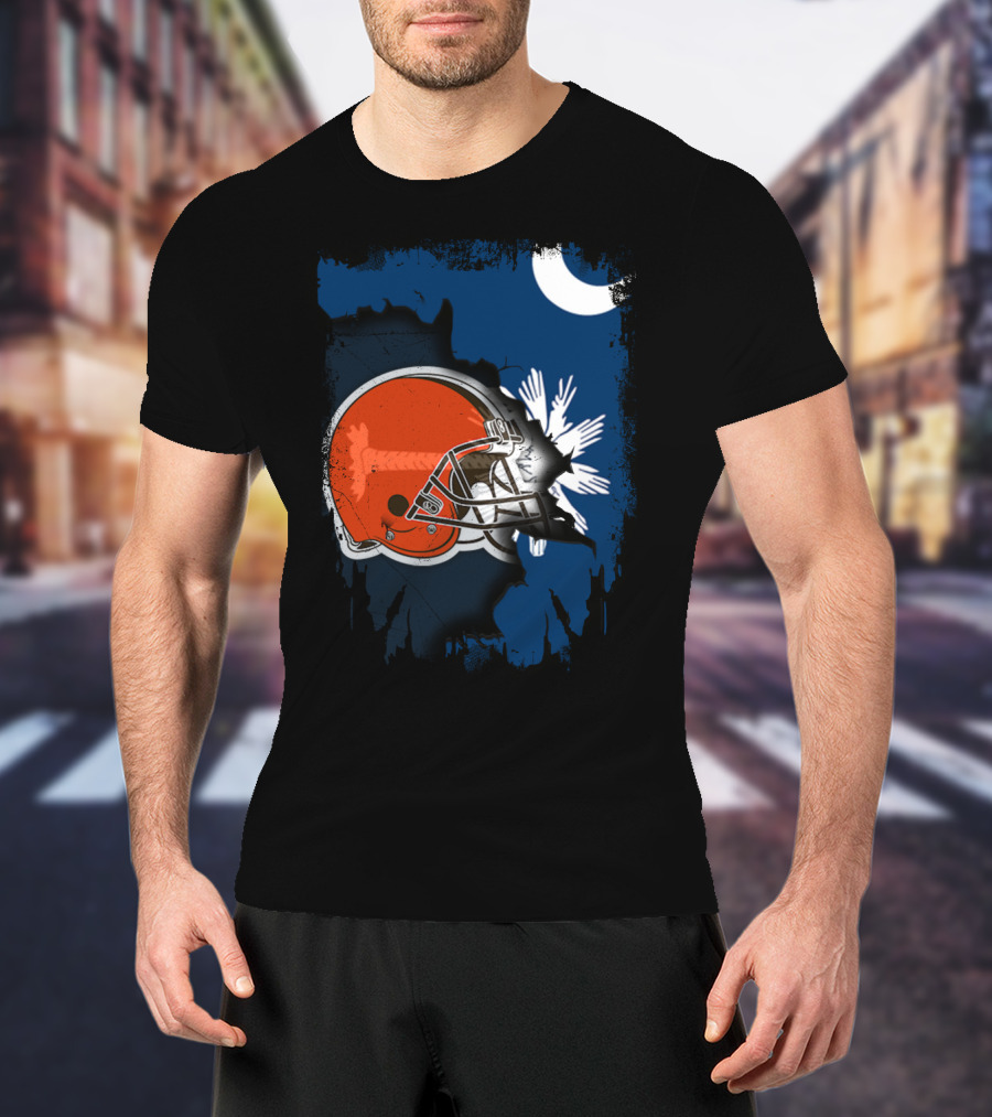 Together South Carolina Browns Helmet Palmetto Crescent Moon T-Shirt