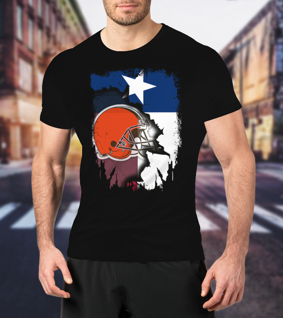 Together Texas Browns Helmet Star Flag T-Shirt