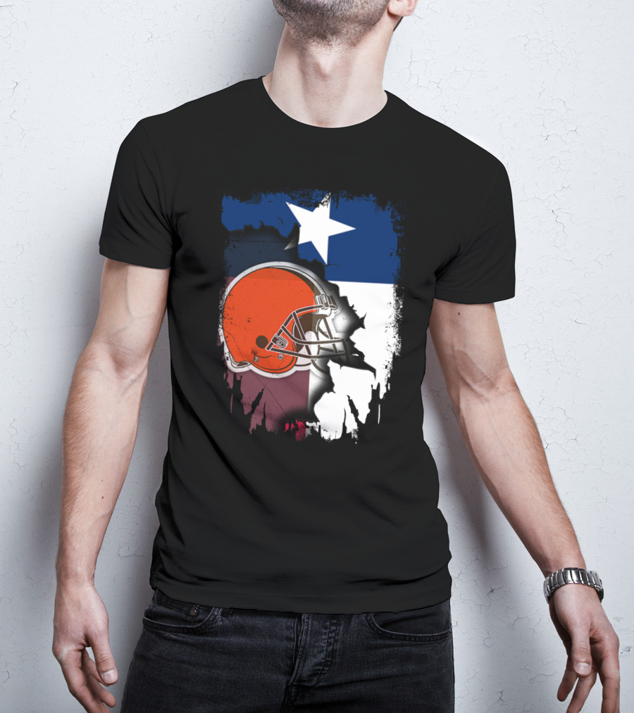 Together Texas Browns Helmet Star Flag T-Shirt