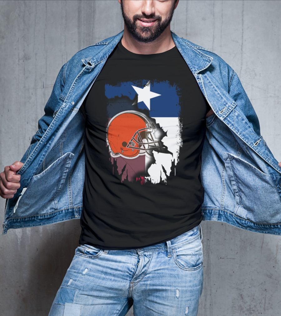 Together Texas Browns Helmet Star Flag T-Shirt
