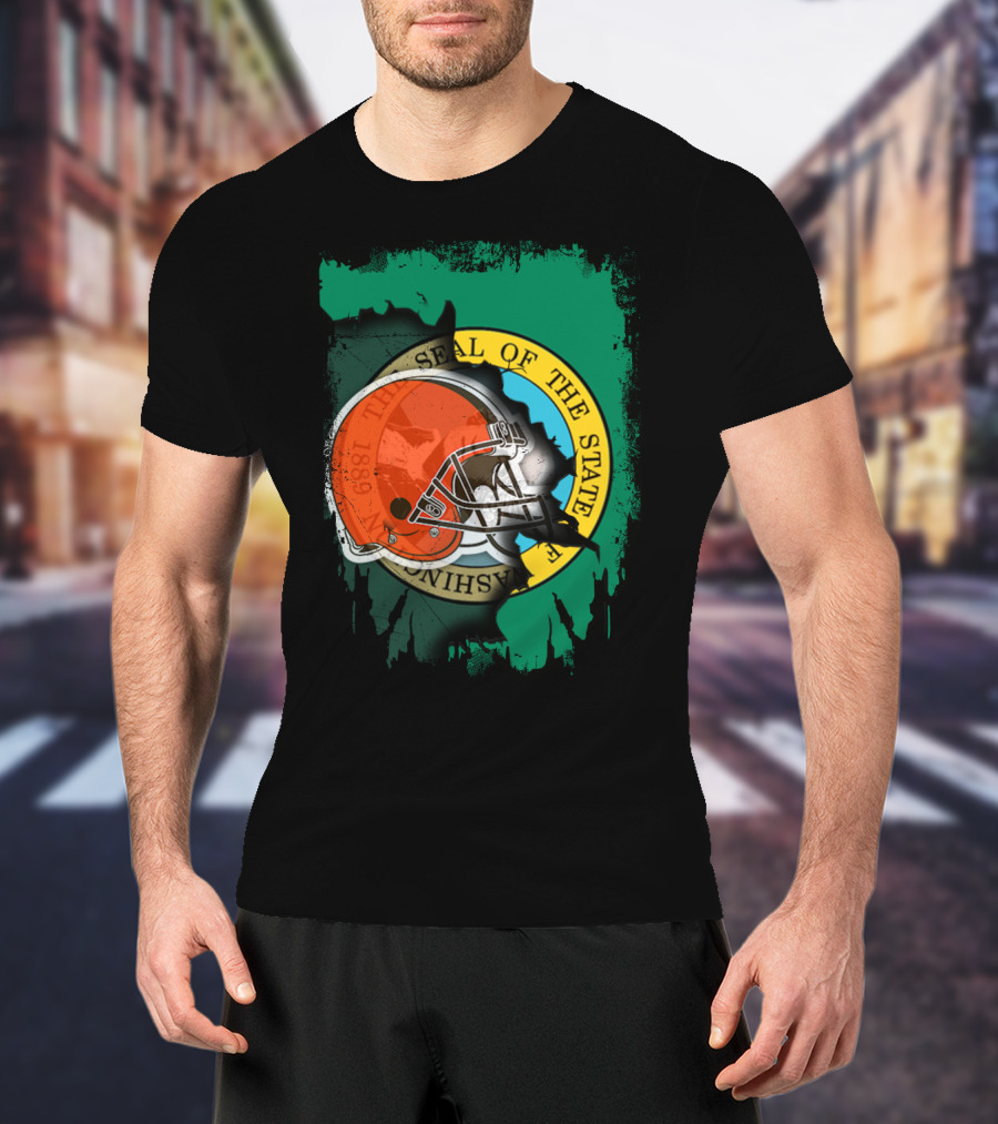 Together Washington State Seal Browns Helmet T-Shirt