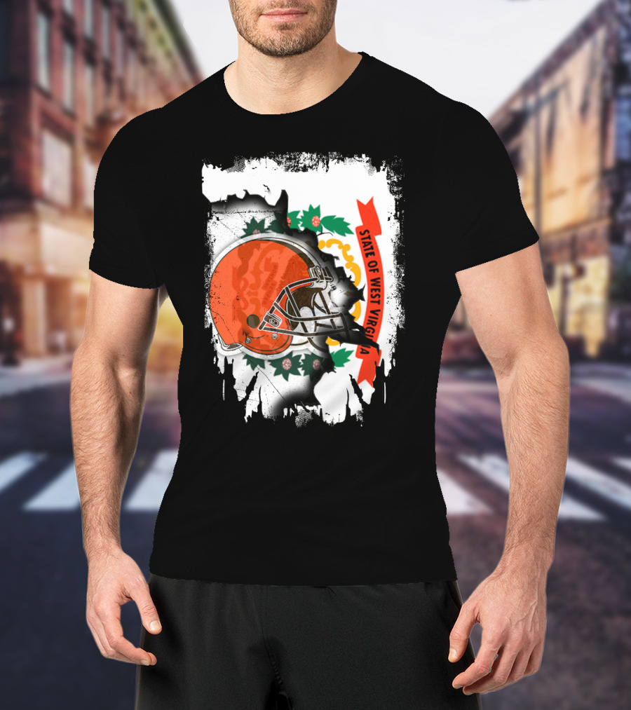 State Of West Virginia Cleveland Browns Helmet T-Shirt