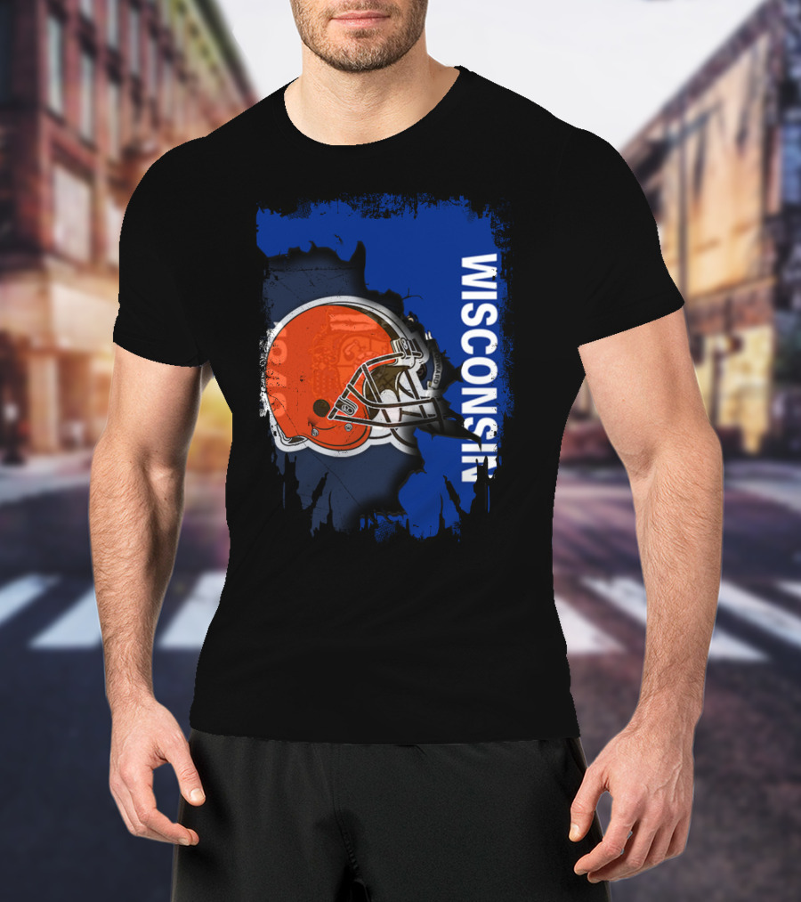 Wisconsin Football Helmet Browns T-Shirt