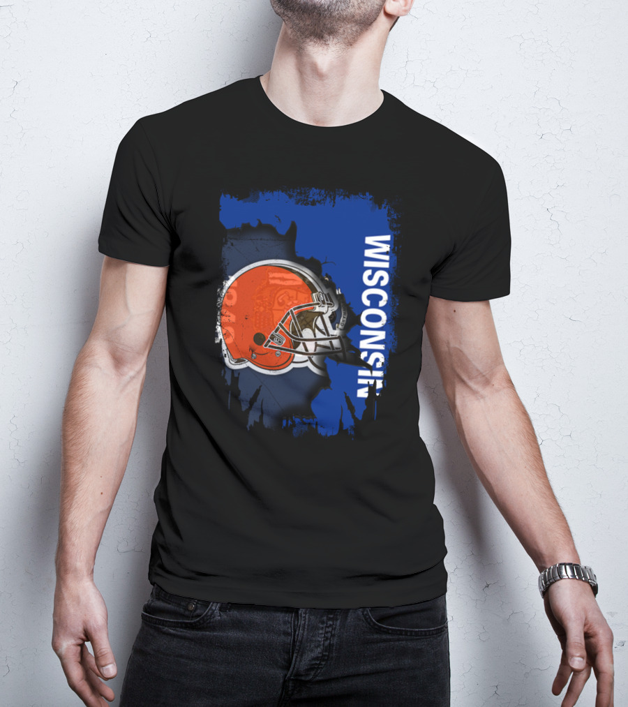 Wisconsin Football Helmet Browns T-Shirt